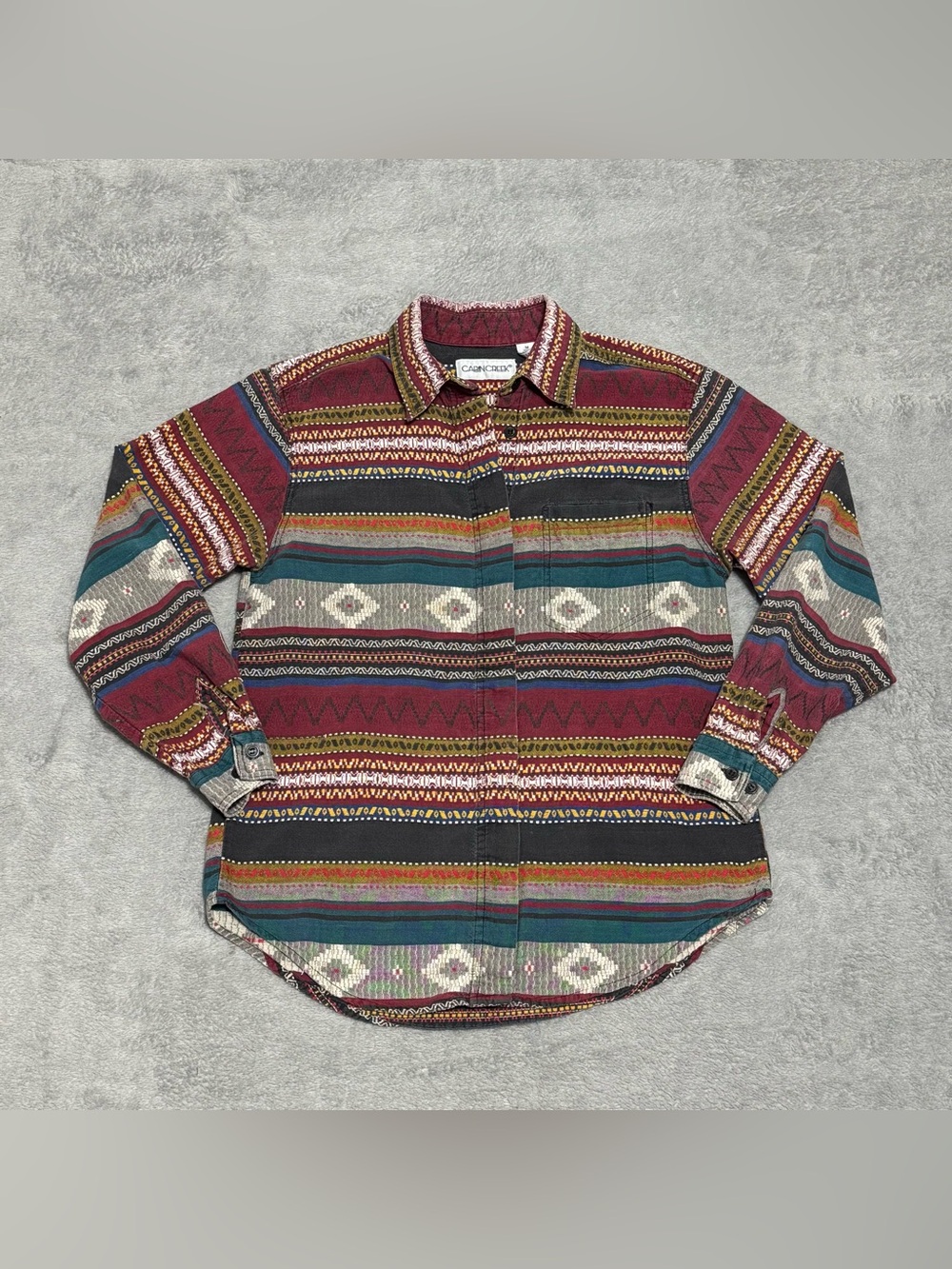Cabin Creek Southwestern Button Up Shirt Womens M Tribal Aztec Boho Western 90s